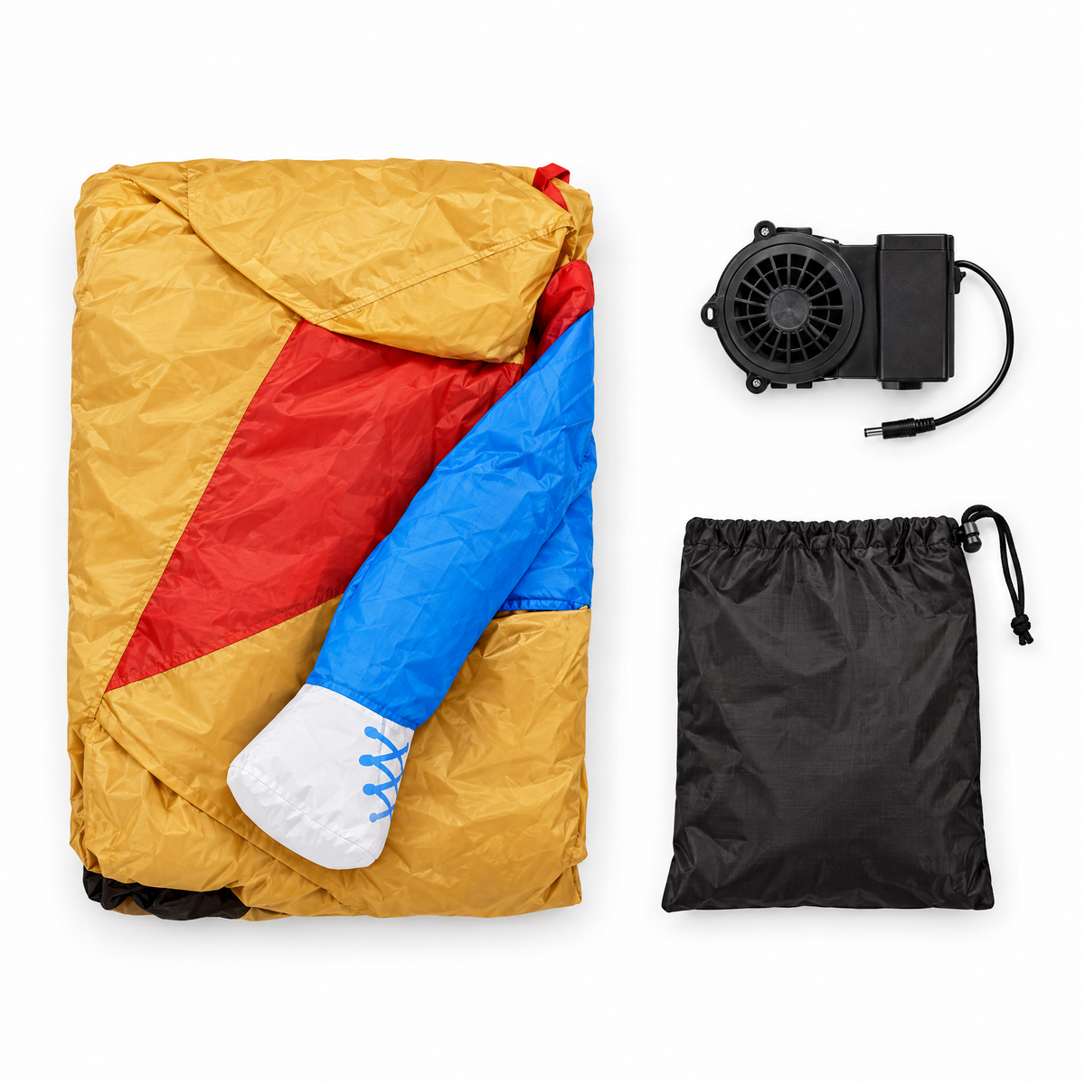 What's in the box: folded costume, fan pack and storage bag
